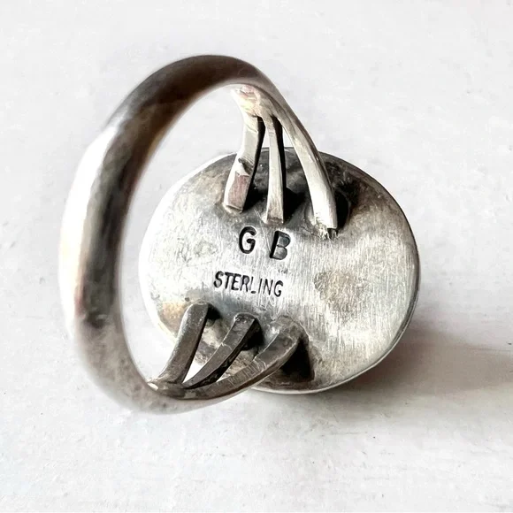 Vintage NATIVE Navajo Spiny Oyster Shell & Sterling Silver Southwestern Ring - Picture 9 of 11